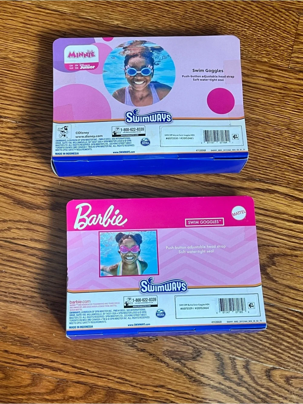 NWT Swimways Bundle Of Goggles: Barbie Pink Kids  and Minnie Blue Swim Goggles